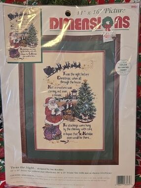 Vintage 1995 Dimensions 'Twas the Night' Counted Cross Stitch Kit -